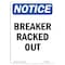 Signmission OSHA Notice, 5" Height, Breaker Racked Out Sign, 5" X 3.5", Portrait OS-NS-D-35-V-10383 - alternate 1
